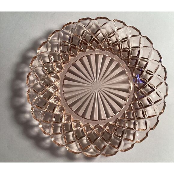 Vintage Pink Depression Glass Bread & Butter Plates Waffle Colonial 1930’s - Picture 4 of 4